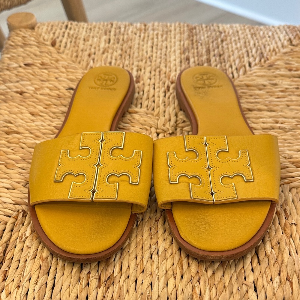 Tory Burch Mustard Slide Sandals